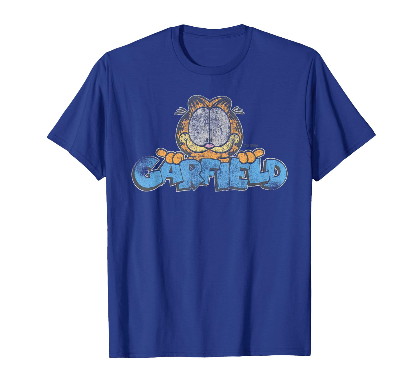 Garfield Distressed Garfield Face with Logo Cartoon Cat T-Shirt