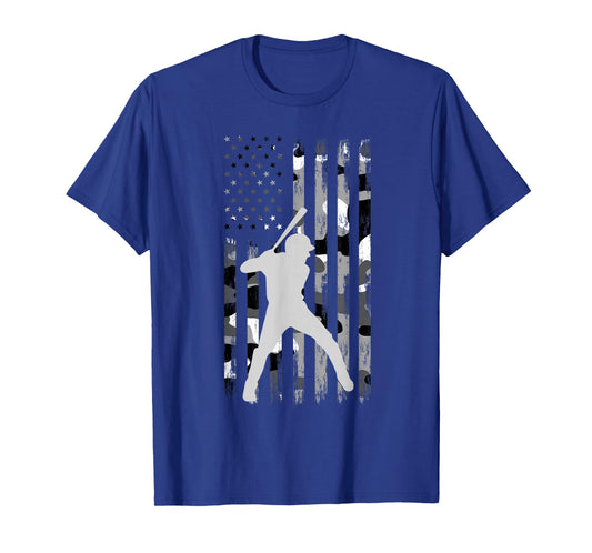 Baseball Player American Flag USA Camo Patriotic Graphic T-Shirt