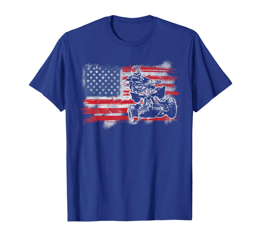American USA Flag ATV Four Wheeler Quad Bike Brap T-Shirt