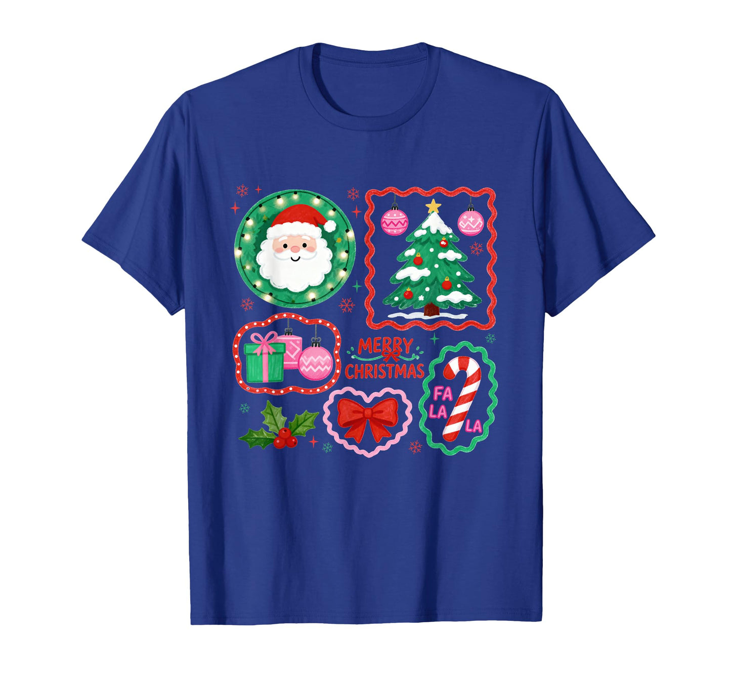 Preppy Merry Christmas Coquette Bow Santa Claus Xmas Holiday T-Shirt