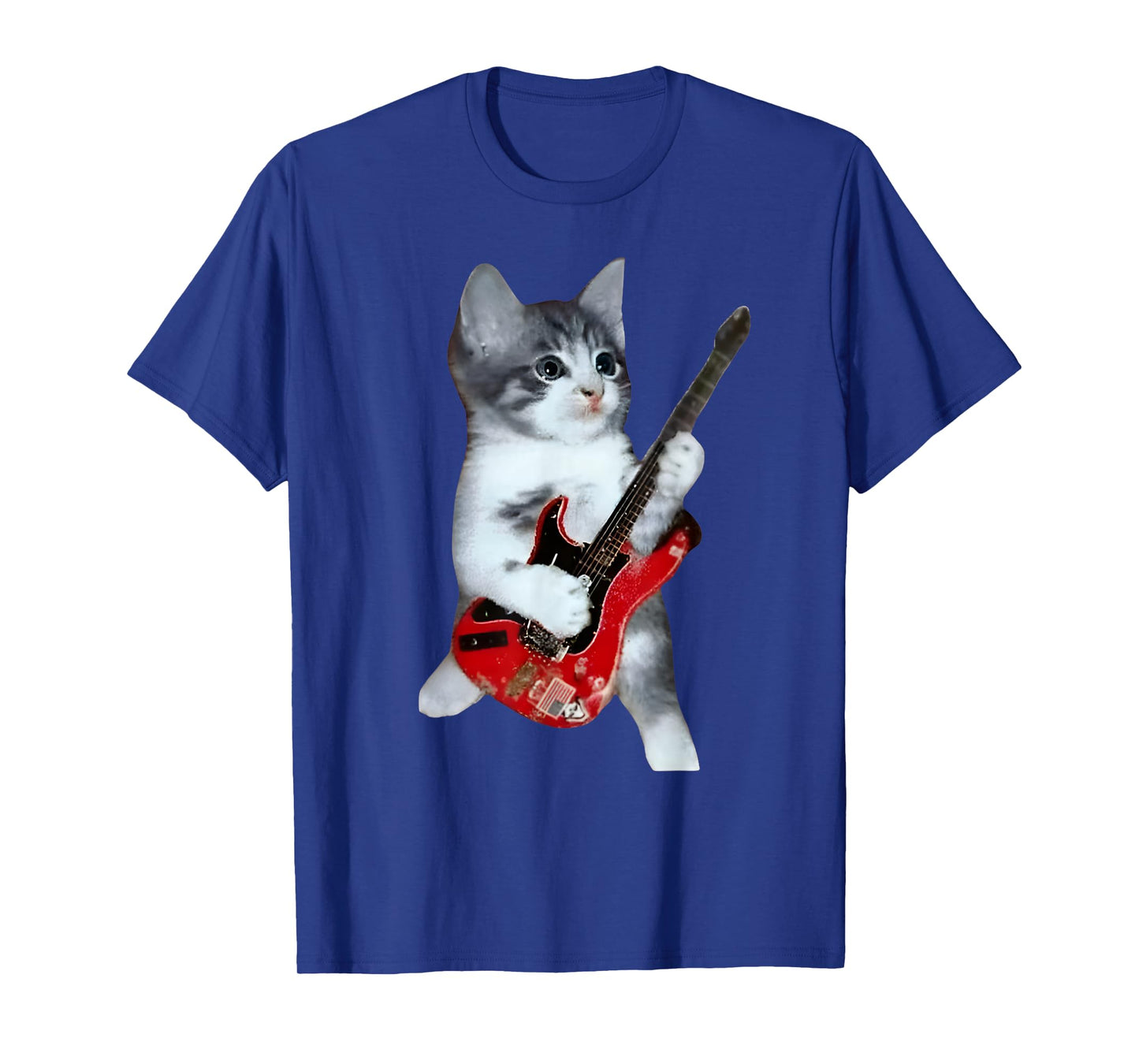 Funny Cat Playing Red Electric Guitar Rock Music Lover Shirt T-Shirt