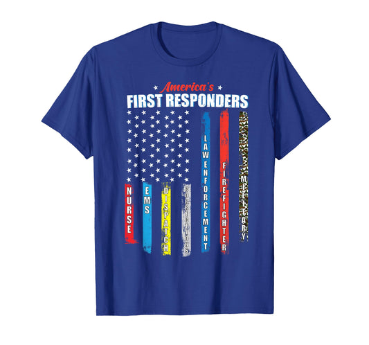 America's First Responders Patriotic Emergency Personnel USA T-Shirt