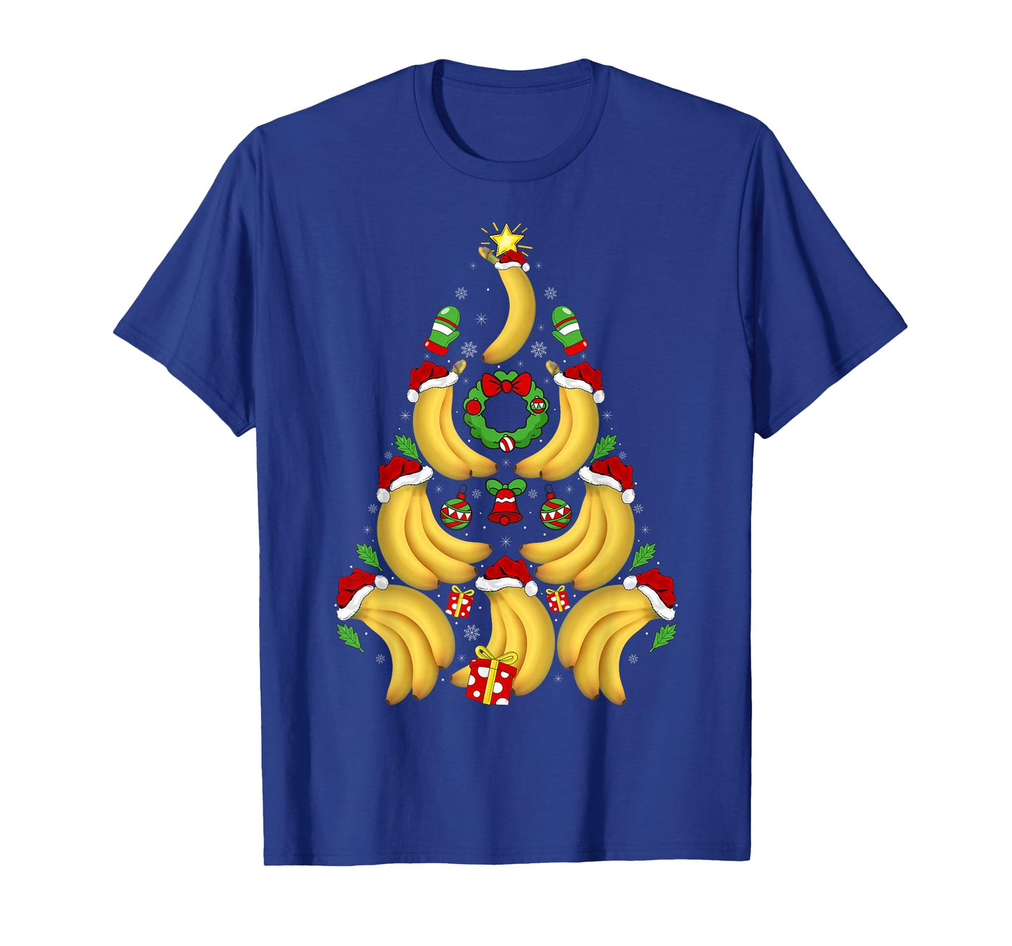 Banana Christmas Tree Lights Santa Hat Funny Banana Xmas T-Shirt