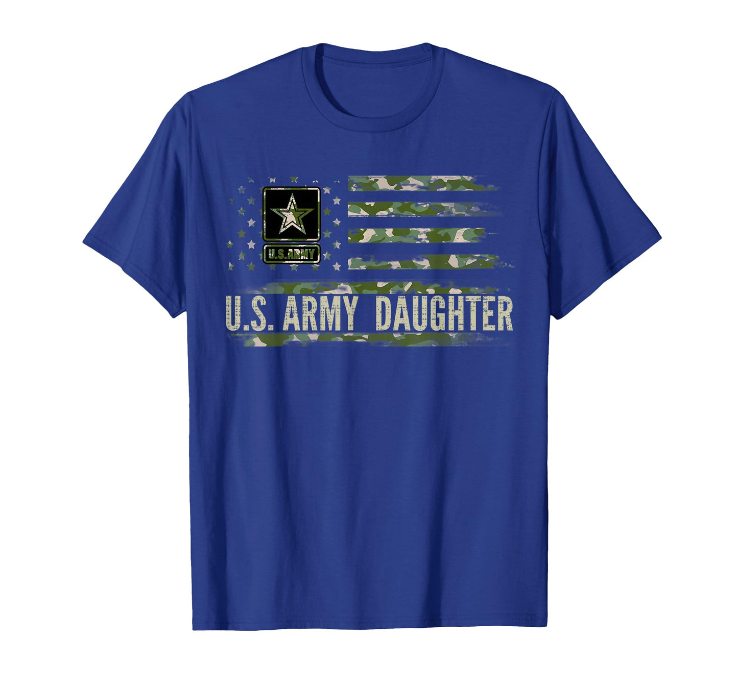 Vintage U.S Army Daughter with Camo American Flag Veteran T-Shirt