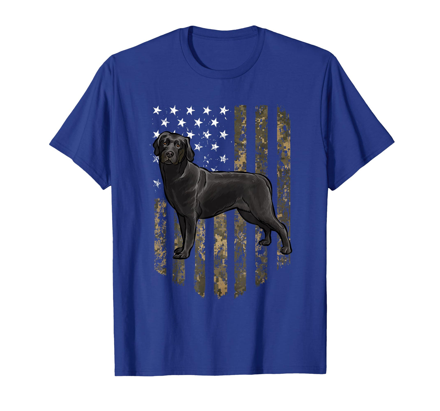 Camo American Flag Black Labrador Retriever 4th of July USA T-Shirt