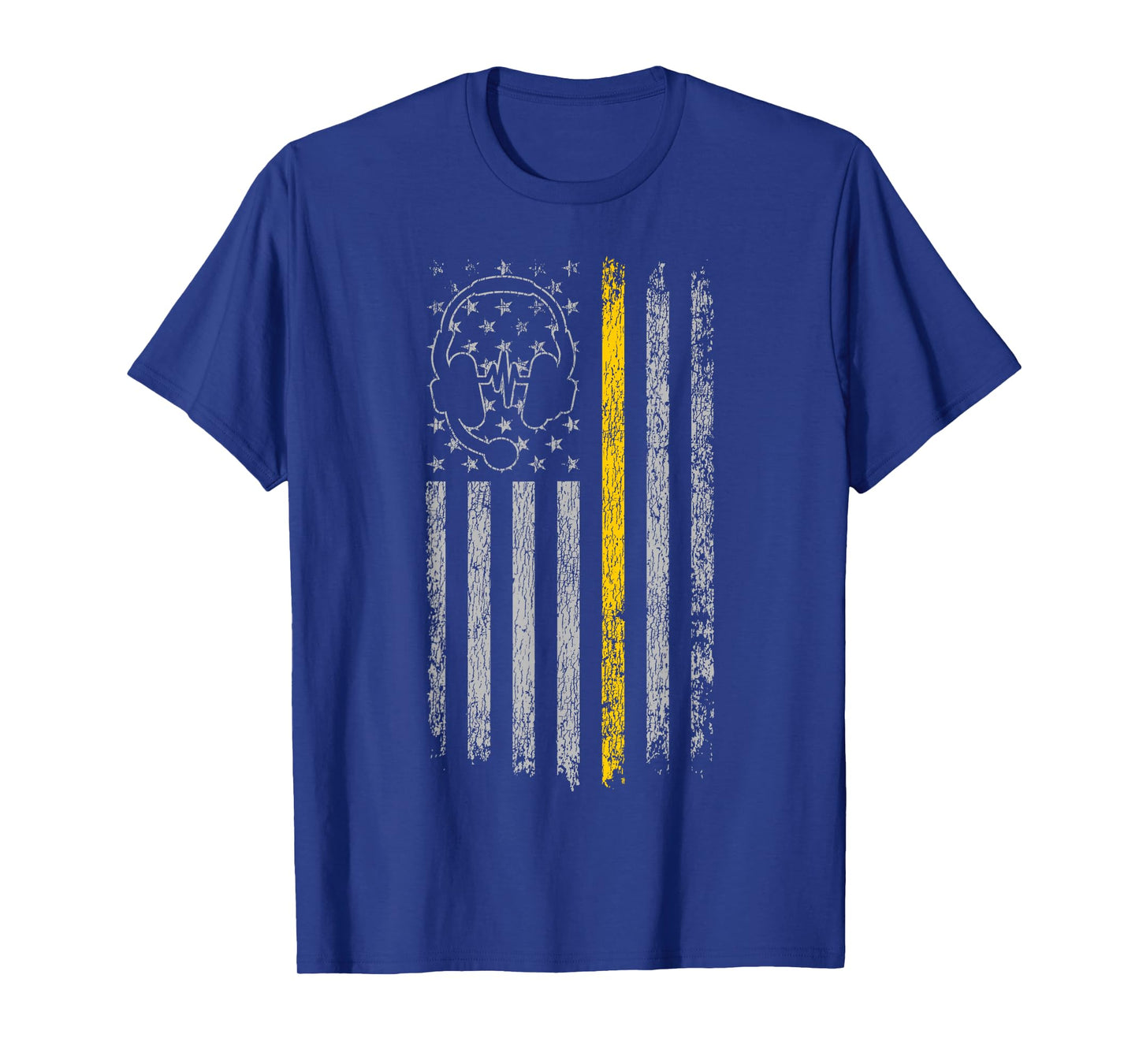 911 Police Dispatcher Job Appreciation HD0 911 Dispatcher Thin Gold Yellow Line American Flag T-Shirt