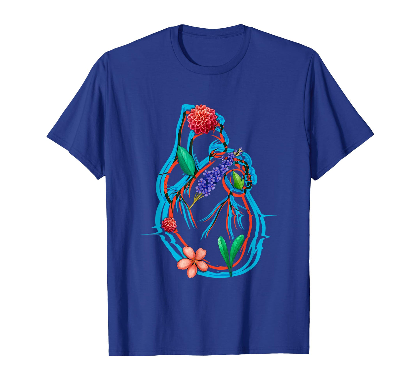 Anatomical Heart And Flowers Funny Men Women Cardiologist T-Shirt