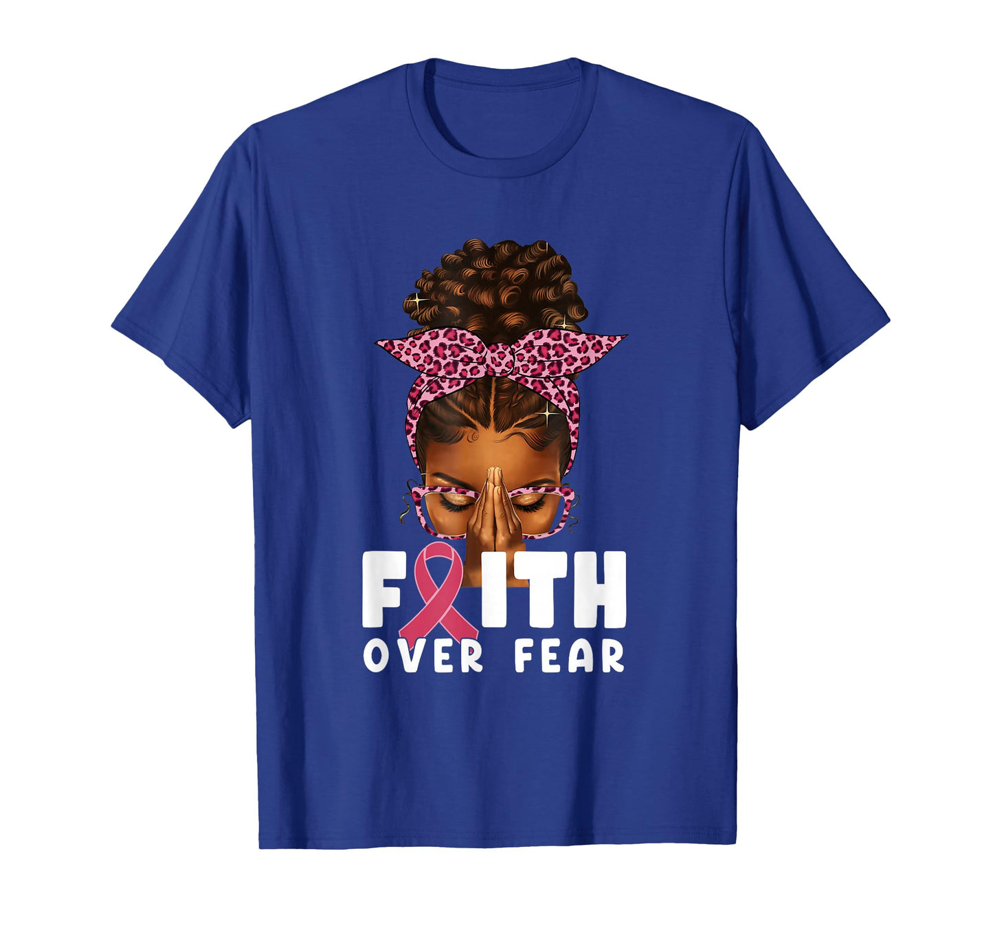 Faith Over Fear Melanin Queen Pink Breast Cancer Awareness T-Shirt