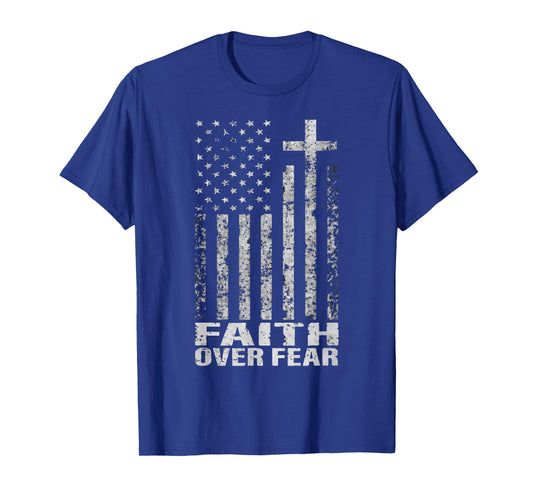 America Pride US Flag Faith Over Fear Christian Bible Prayer T-Shirt