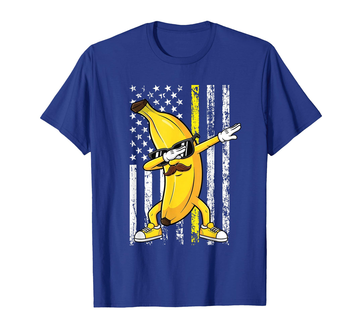 Funny Dabbing Banana Graphic Retro American Flag Boys Kids T-Shirt