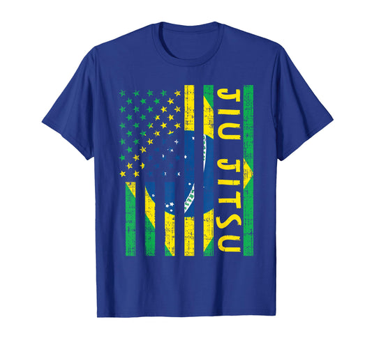 US Brazil Flag Jiu Jitsu Patriotic Brazilian Martial Art T-Shirt