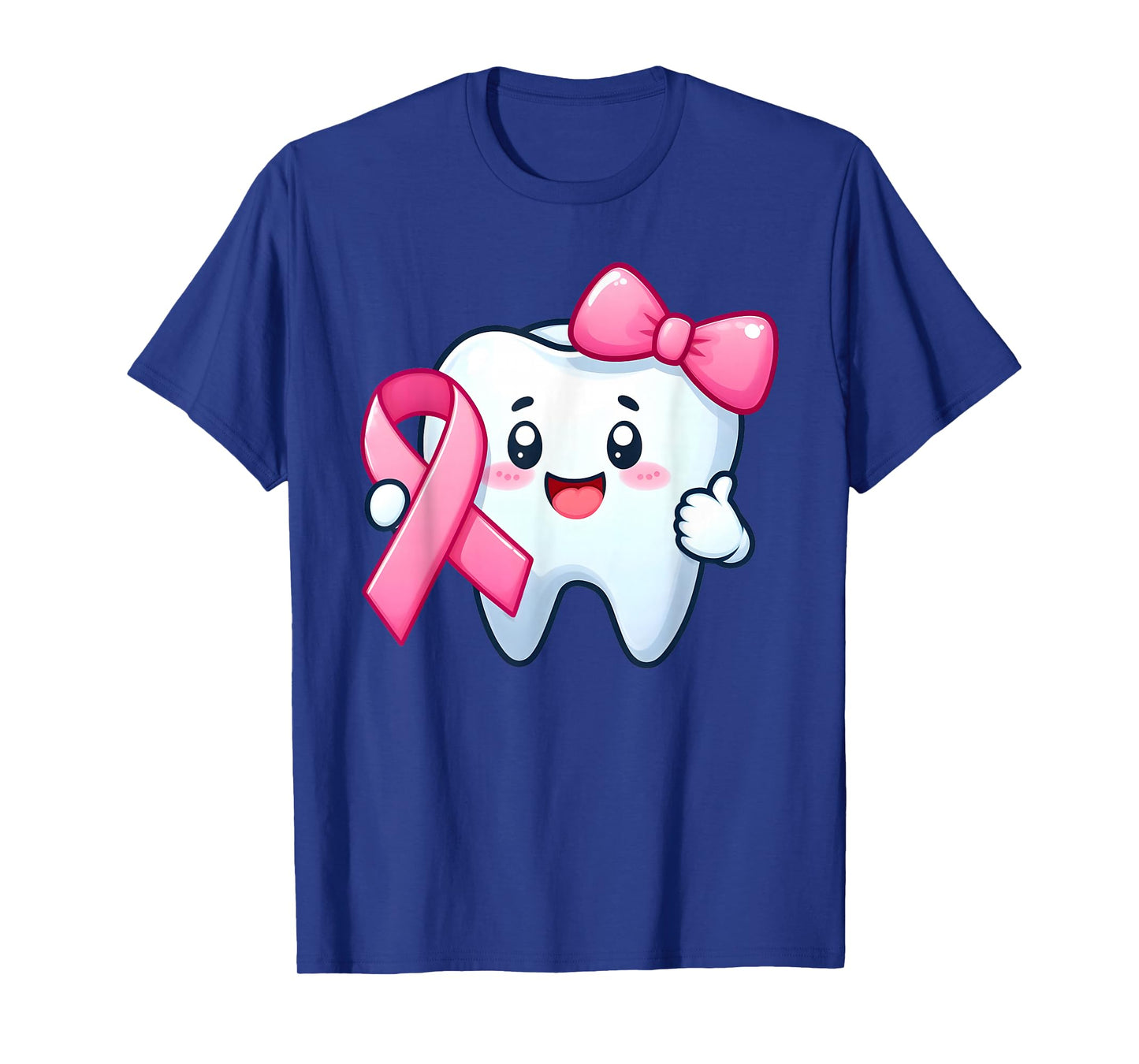 Cute Tooth Dentist Breast Cancer Awareness Month Pink Ribbon T-Shirt