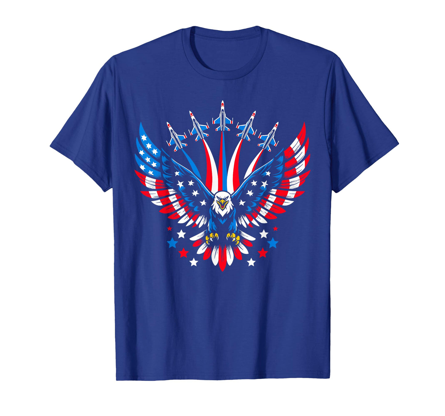 Eagle Patriotic Red Blue USA Flag Fighter Jets 4th of July T-Shirt