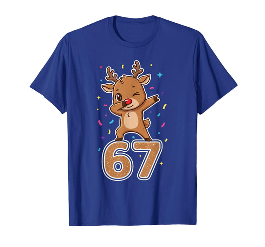 Dabbing 67 Reindeer 67 Funny Six Seven Meme Gen Z Slang T-Shirt