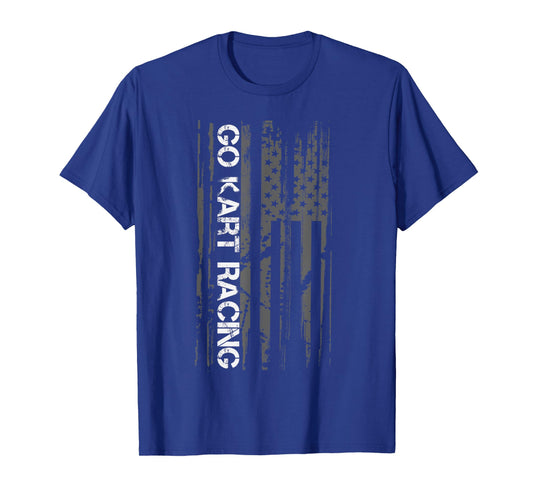 Go Cart Racer American Flag Patriotic Go Kart Racing T-Shirt