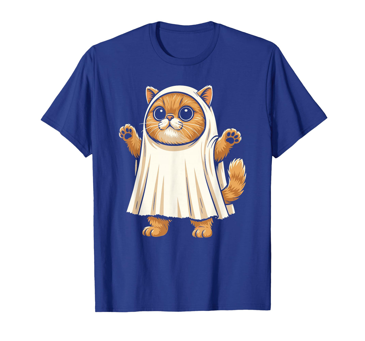 Sheet Ghost Cat Men Women Kids Teens Funny Halloween T-Shirt