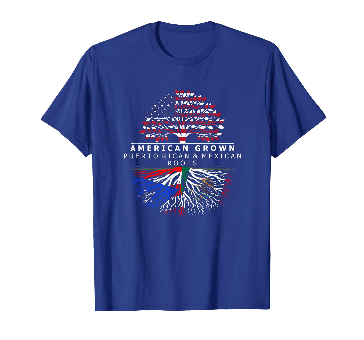 American Grown with Flag Heritage Puerto Rican Mexican Roots T-Shirt