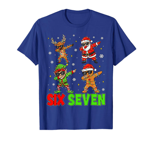 67 Six Seven Santa Reindeer Elf Gingerbread Christmas Kids T-Shirt
