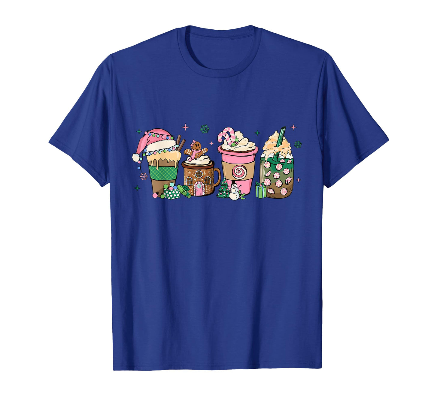 Coffee Christmas Gingerbread Pink Women Latte Cozy Winter T-Shirt