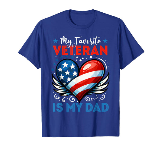 Dad Father's Day My Favorite Veteran is My Dad Heart Kids T-Shirt