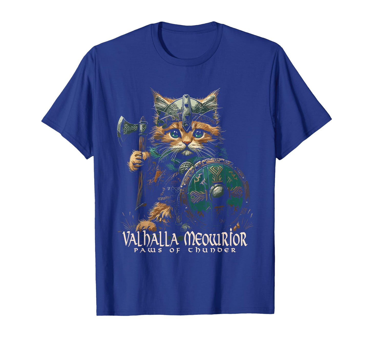 Nordic Norse Valhalla Viking Cat Warrior for Women Men Kids T-Shirt