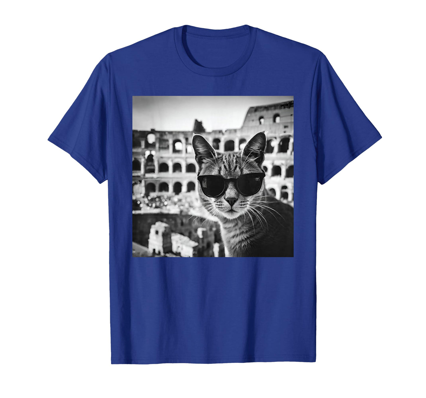 Funny Italy Cat Wearing Sunglasses At The Roman Colosseum T-Shirt