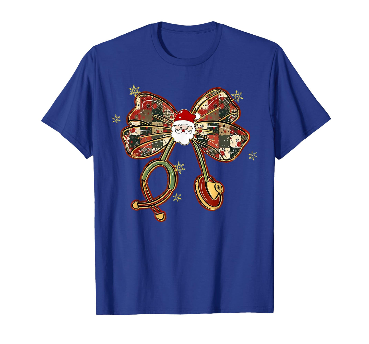 Christmas Nurse Vintage Santa Bow with Stethoscope T-Shirt