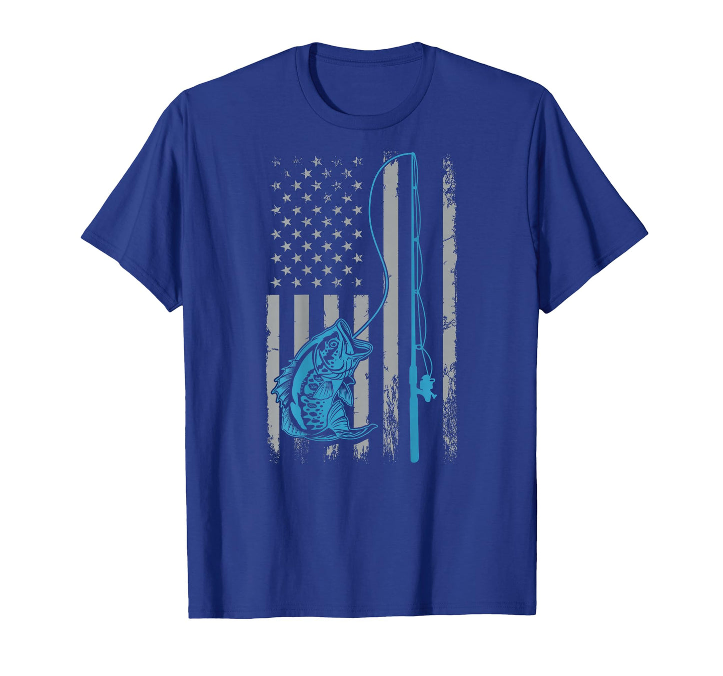American Flag Fishing Rod Bass Fishing Vintage Fisherman T-Shirt