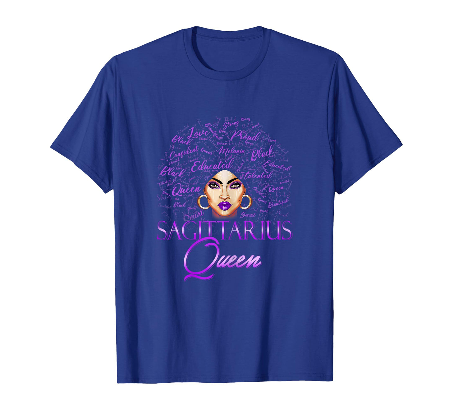 Sagittarius Girl Womens Purple Queen Black Zodiac Birthday T-Shirt