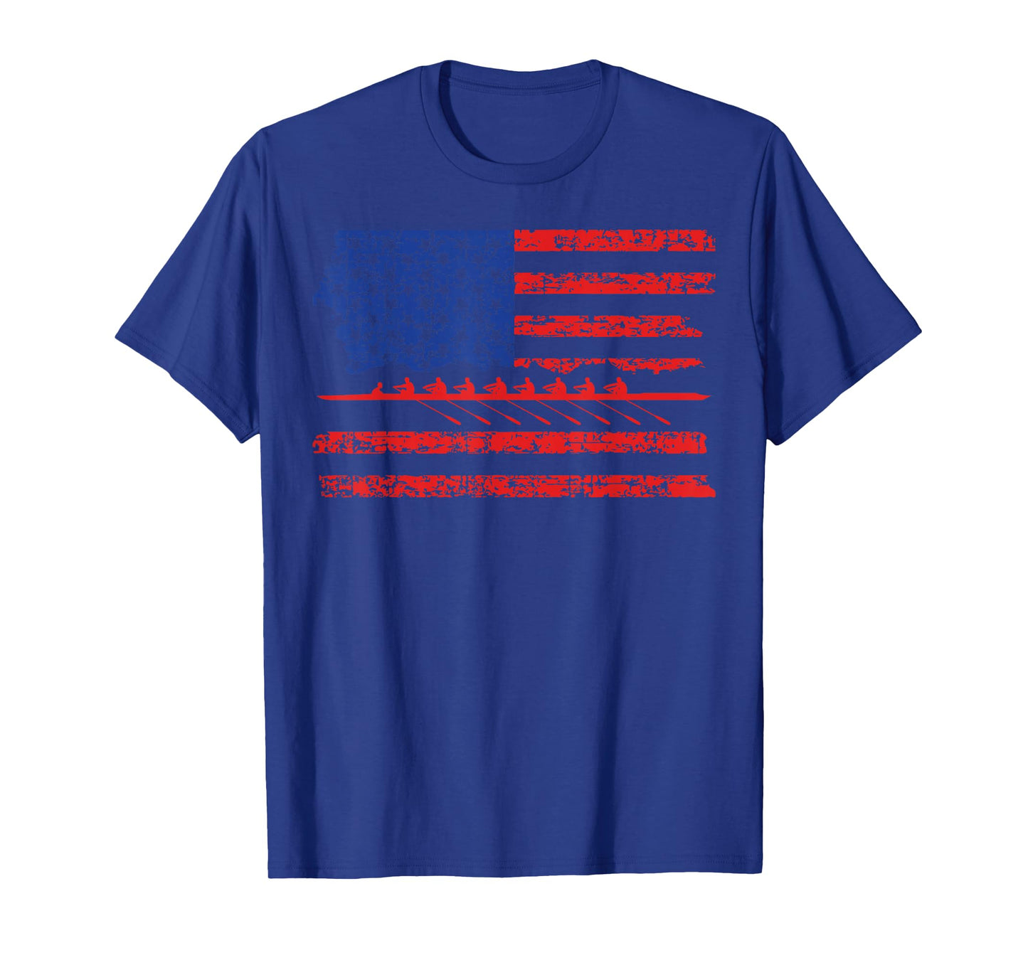 Crew Rowing Boat Oars Us American Flag T-Shirt