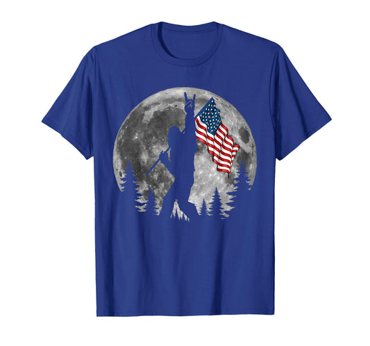 Bigfoot American Flag Sasquatch Patriotic 4th of July T-Shirt