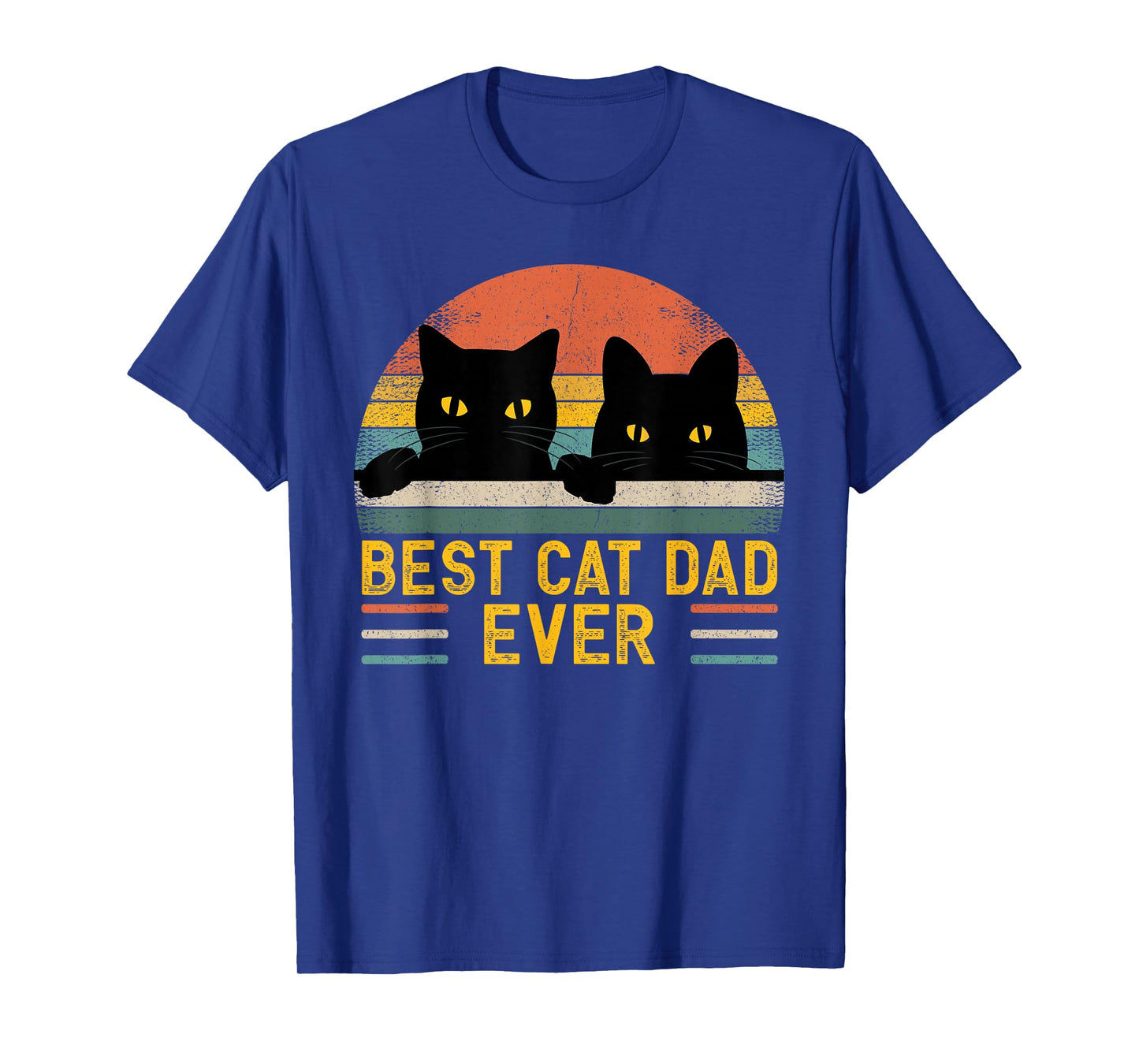 Best Cat Dad Ever Retro Style Black Cats Lover T-Shirt