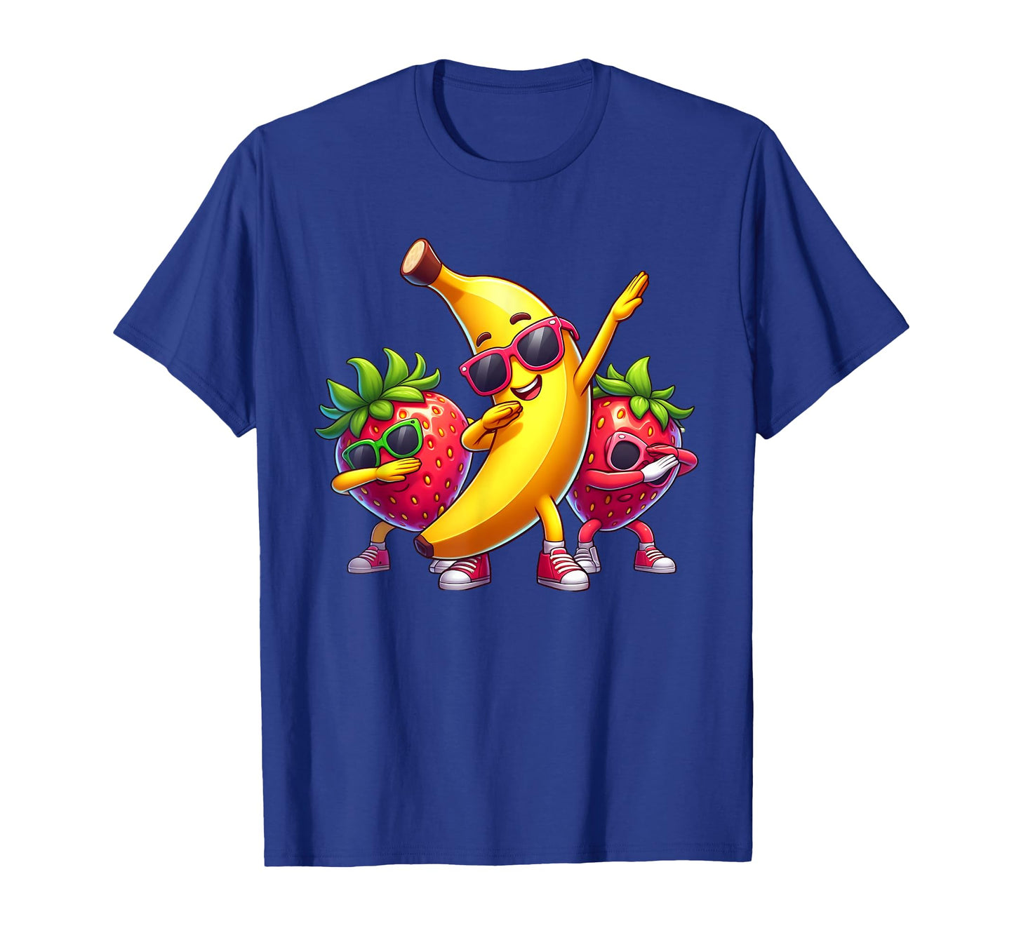 Dabbing Yellow Banana & Strawberry Funny Fruit Dab Dancing T-Shirt