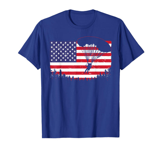 Cool Skydiving Art Men Women Skydiver American Flag Skydive T-Shirt