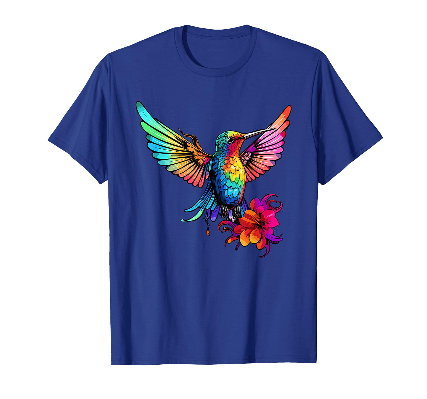 Colorful Hummingbird Art Tie-Dye Bird Watching T-Shirt