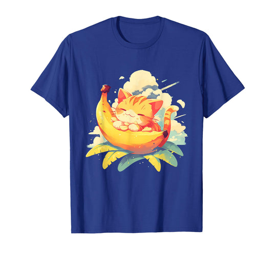 Banana Cat Colourful Artwork Banana Fruits Drawing Cute Cat Men Women Kids T-Shirt