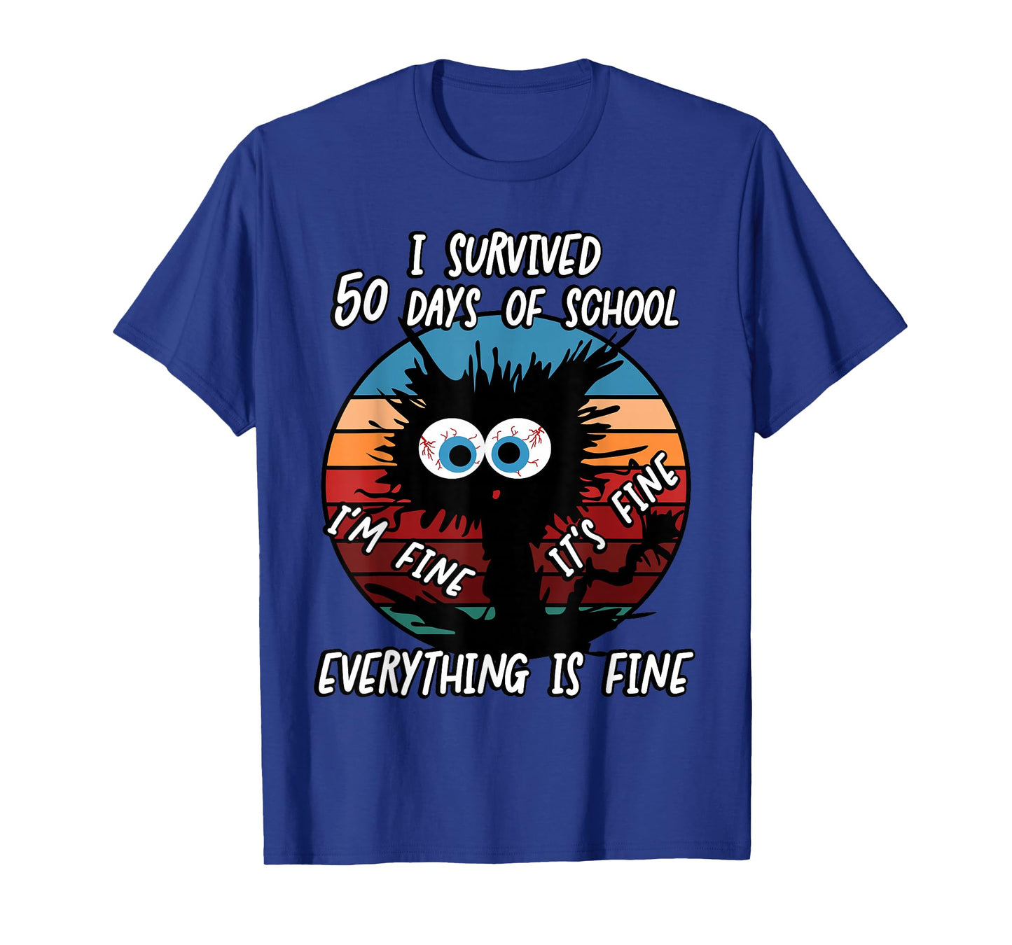 50th Day School Cat I Survived 50 Days of School T-Shirt