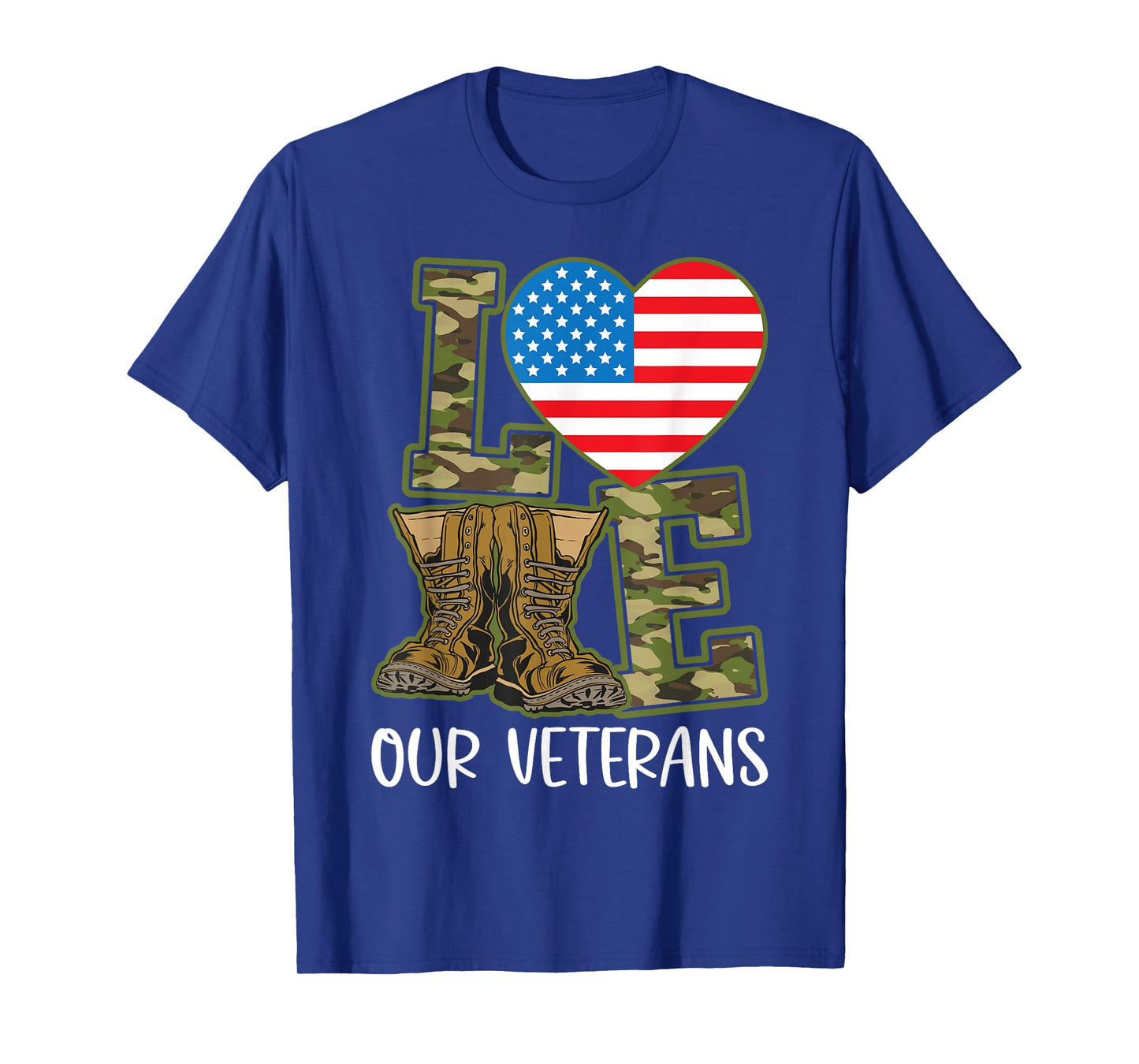Love Our Veterans Day Proud Military US Flag T-Shirt
