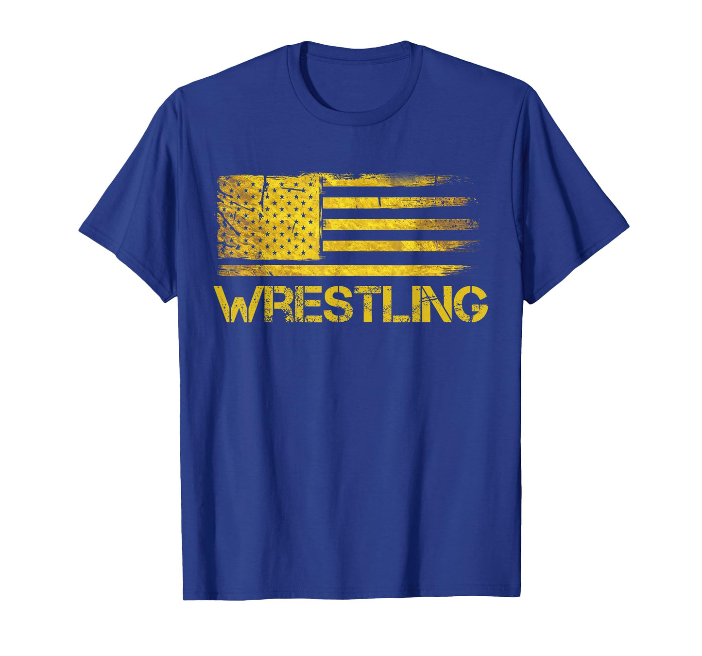 Vintage Wrestling American Flag Patriotic Wrestler T-Shirt