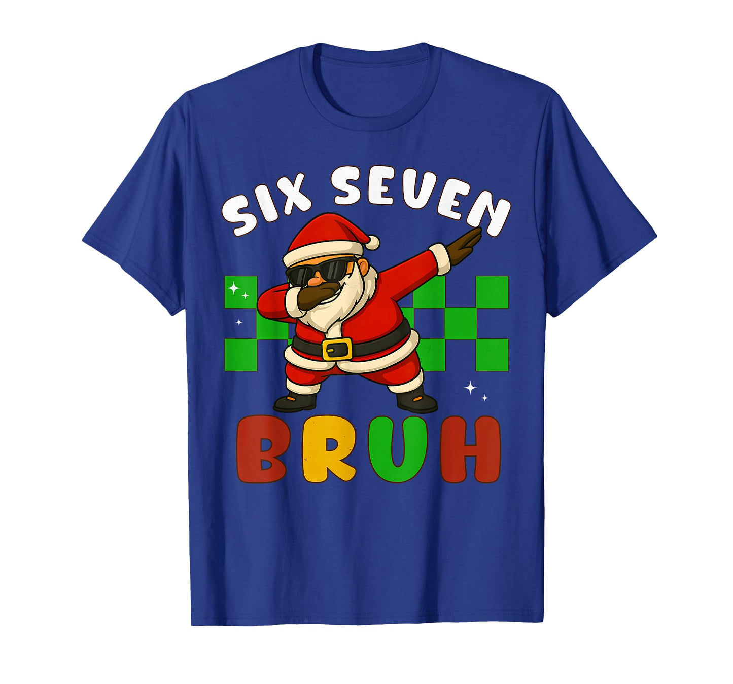 Funny 67 Christmas Santa Claus Bruh Checkered Six Seven Meme T-Shirt