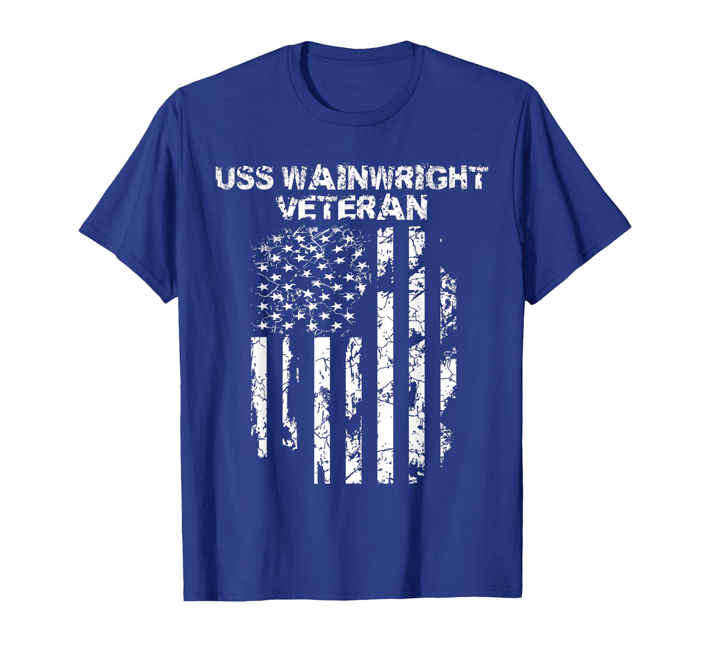 USS Wainwright Military Veteran Distressed USA Flag T-Shirt