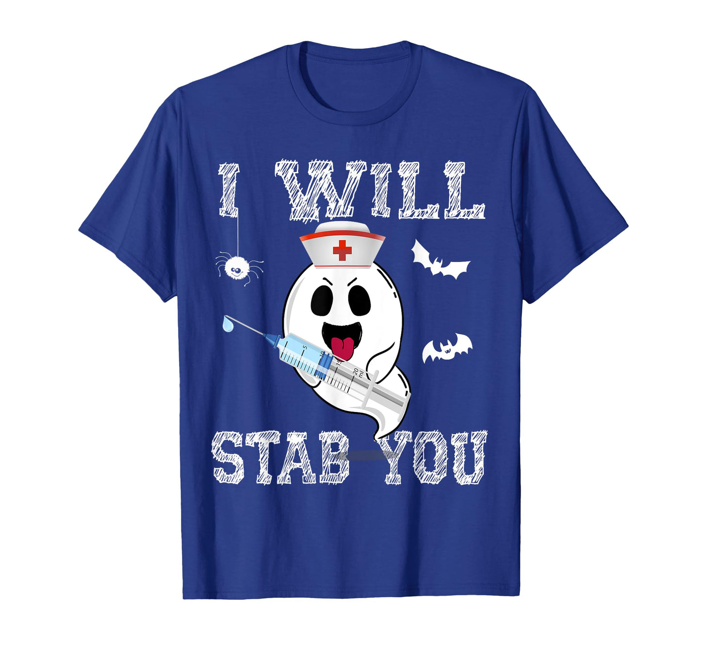 Cute Ghost Nurse I will stab you Cool Halloween Girl women T-Shirt