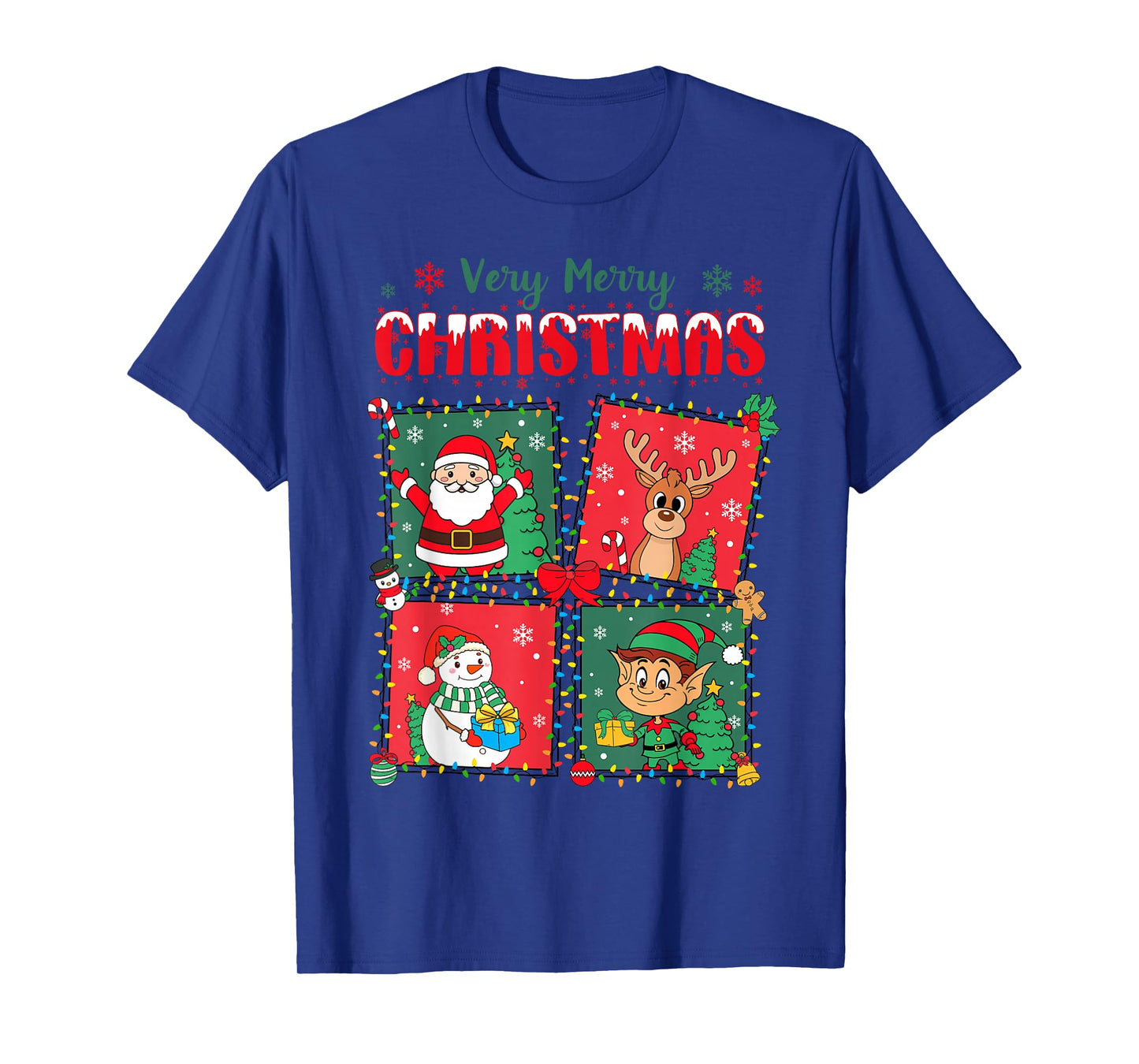 Very Merry Christmas Santa, Reindeer, Snowman, Elf Xmas Cute T-Shirt