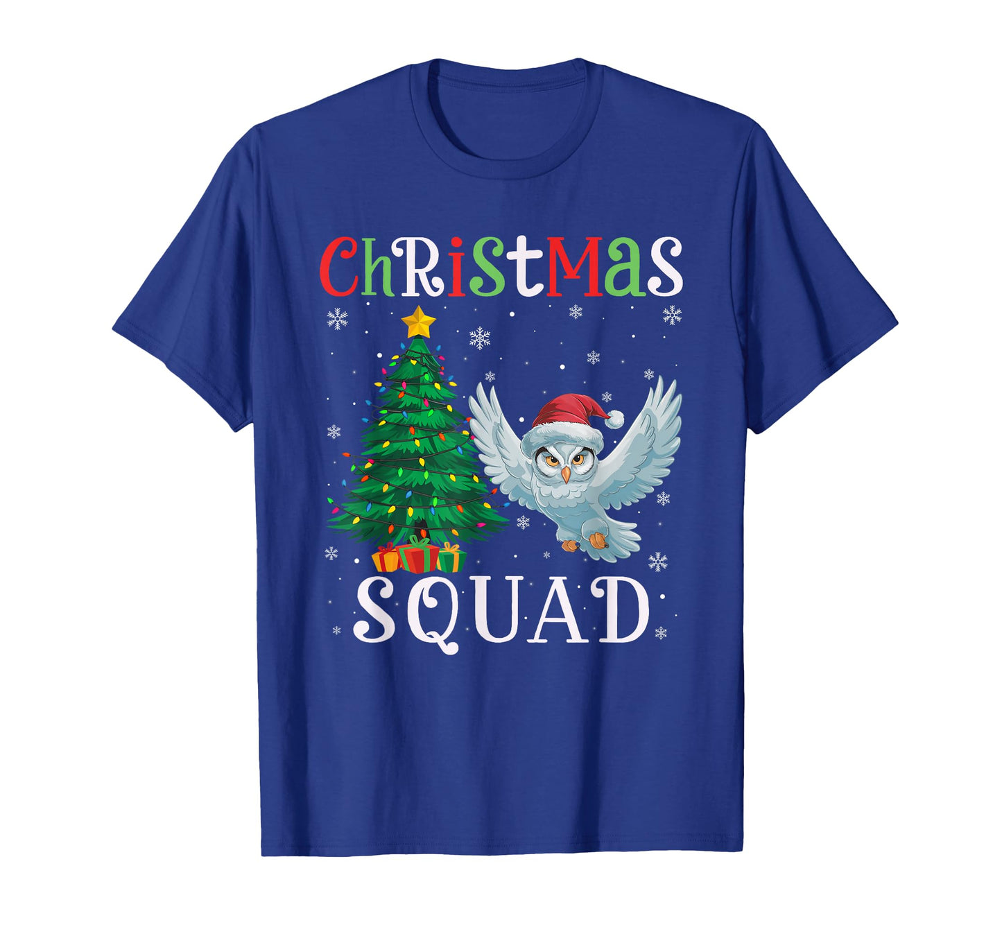 Snowy Owl Squad Boys Girls Kids Christmas Tree Lights T-Shirt