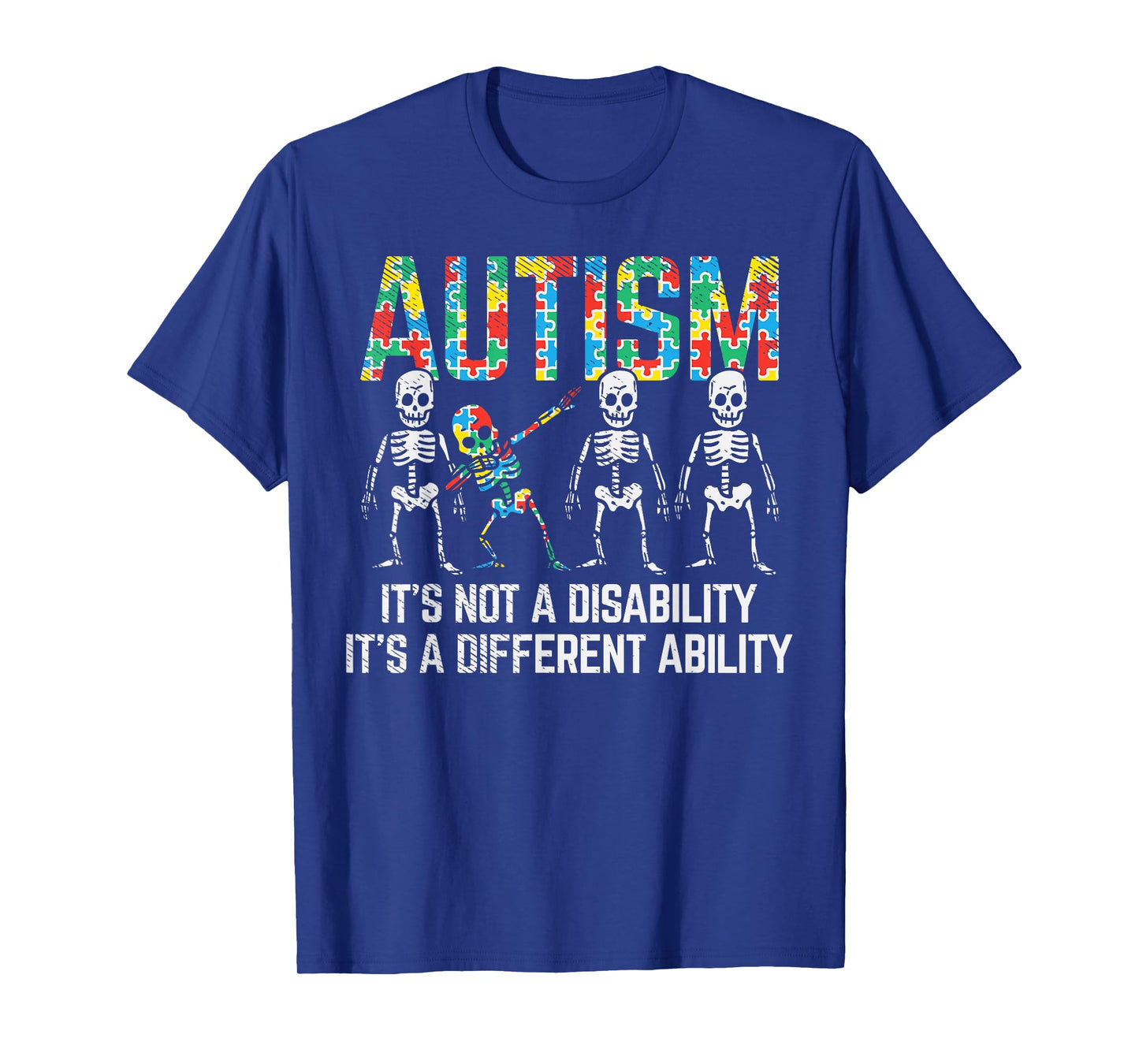 Dabbing Skeleton Not A Disability Autism Awareness Kids Boys T-Shirt