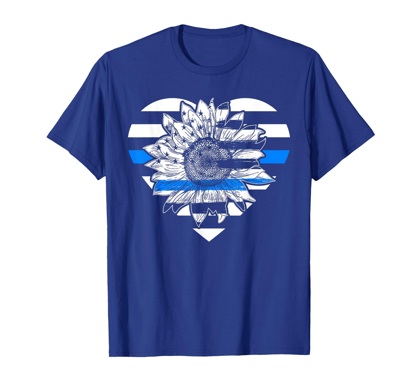 Thin Blue Line Sunflower Law Enforcement Police Officer Cop T-Shirt