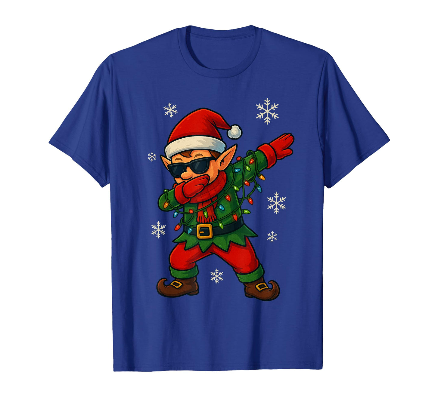 Dabbing Elf Christmas Light Xmas Squad Boys Kids Toddler T-Shirt