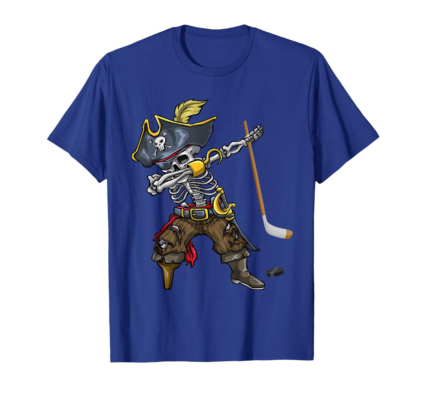 Dabbing Skeleton Pirate Hockey Lover Halloween Costume T-Shirt