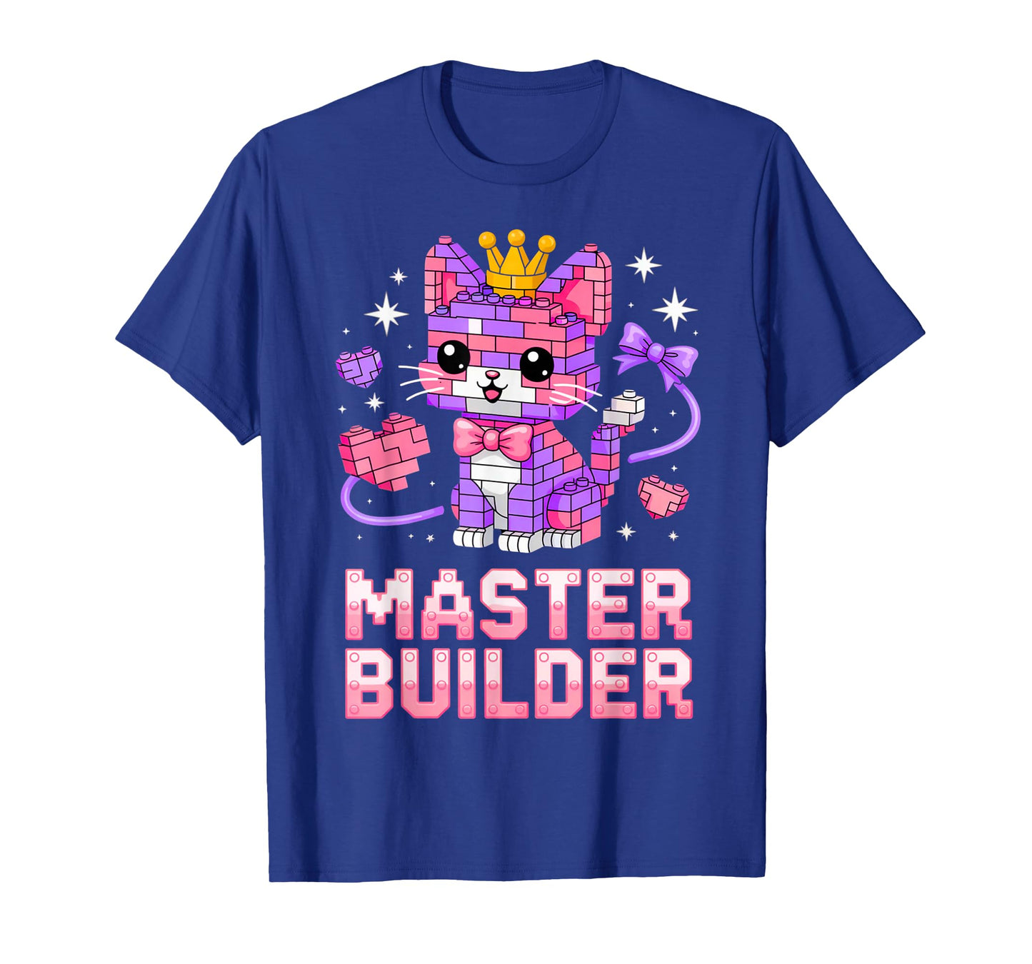 Master Builder Cat Lover Building Bricks Blocks Kids Girls T-Shirt