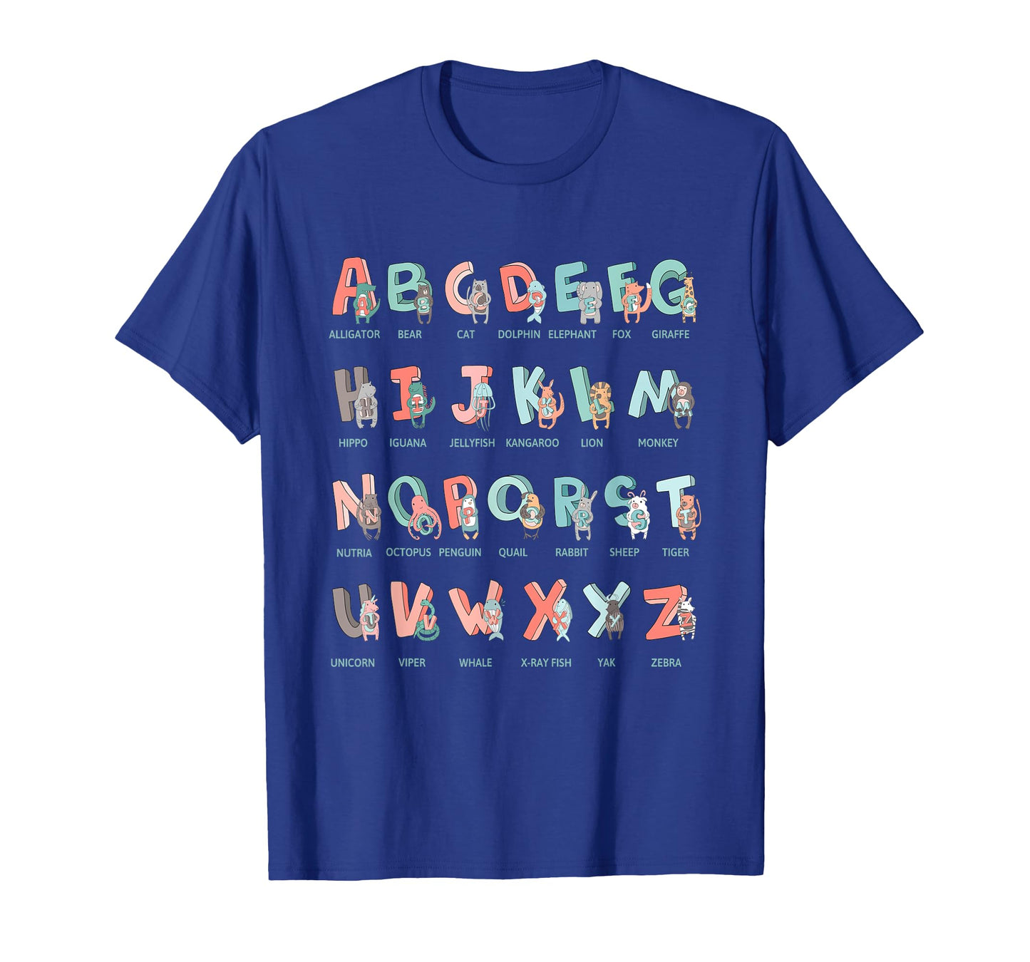 Alphabet Animals I School Beginner Students Children Girls Boys T-Shirt